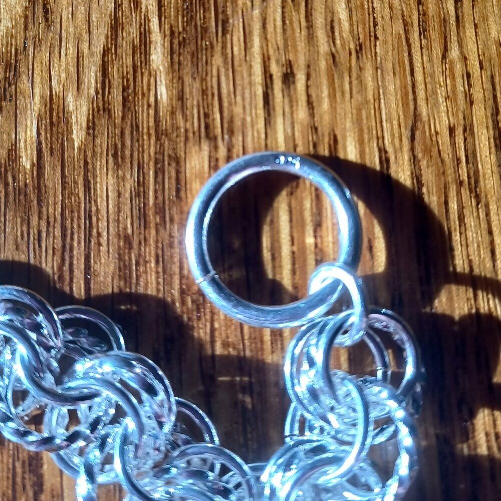 Triple Loop Chain Link Bracelet 925 Sterling Silv… - image 4